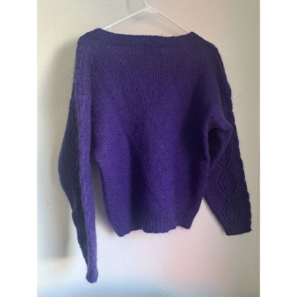 Vtg 90's Forenza Womens Small sweater Mohair Wool Cable purple barbie preppy - Picture 5 of 8